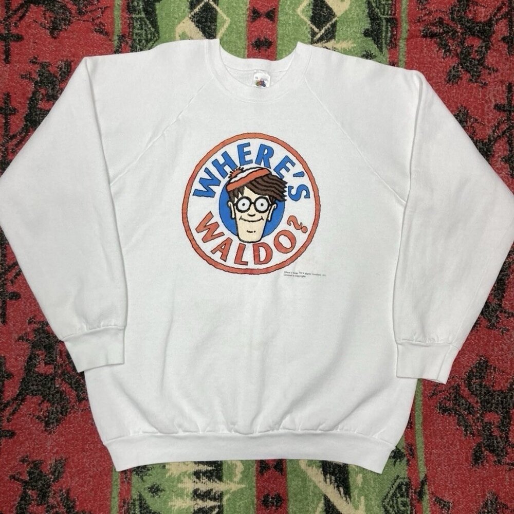 Vintage where’s Waldo crewneck sweatshirt 1991 licensed cartoon promo XL - Picture 1 of 8